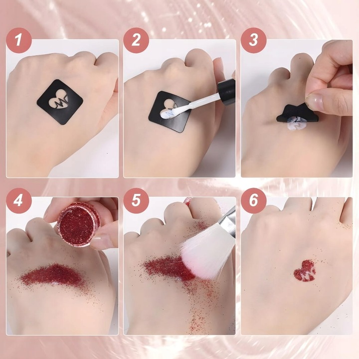 Zestaw do Robienia Tatuaży Brokatowych Szablony Tatuaże Brokatowe Duży DIY