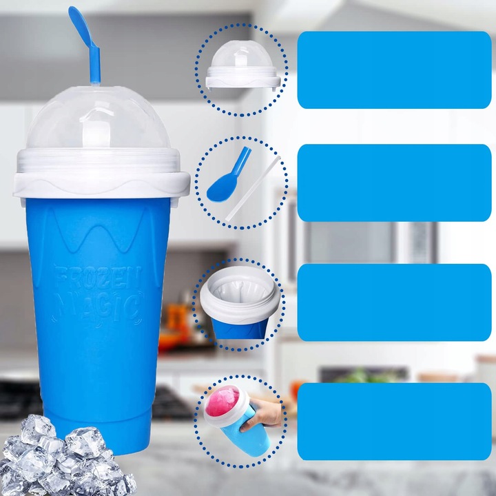 KUBEK DO ROBIENIA LODÓW GRANITY SORBETÓW SLUSHY MROŻONYCH NIEBIESKI