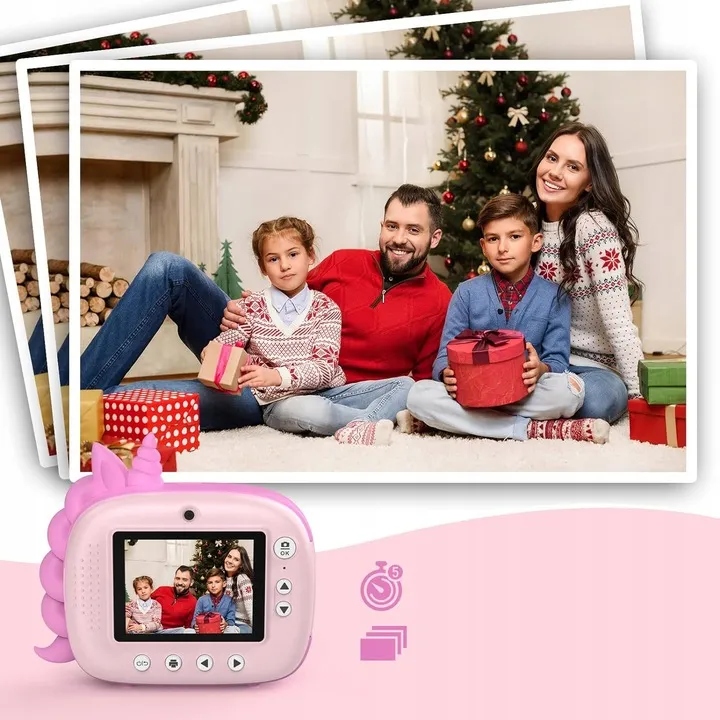 Aparat HiMont Natychmiastowy z drukarką dla dziecka jednorożec + karta 32GB