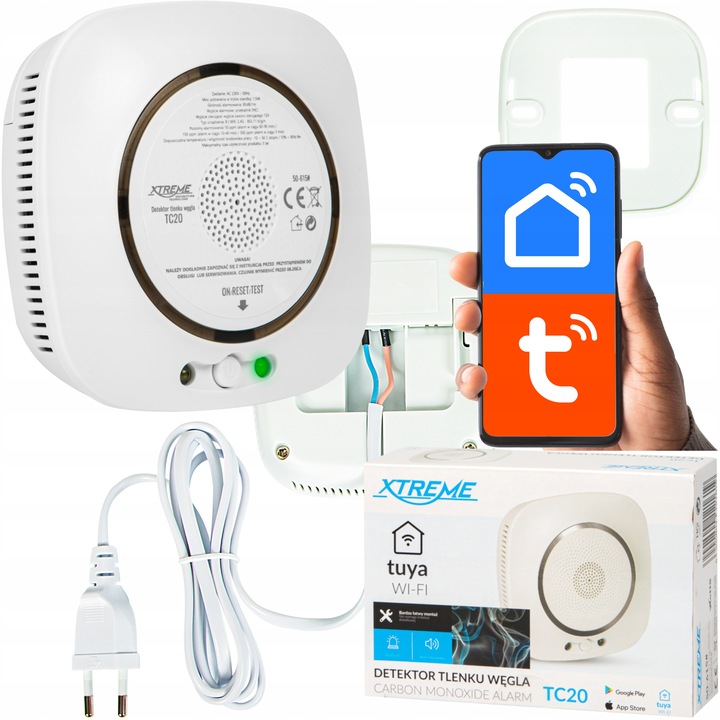 CZUJNIK CZADU TLENKU WĘGLA CO LED SMART TUYA WIFI CERTYFIKOWANY
