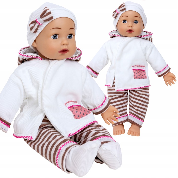 Wózek dla lalek 3w1 SPACEROWY GŁEBOKI + INTERAKTYWNA LALKA BOBAS zestaw XXL