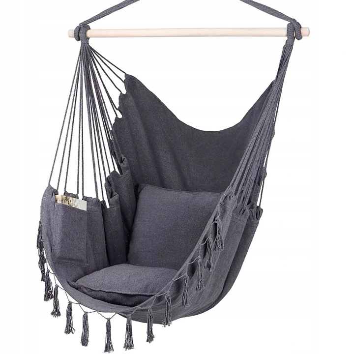 Ciemno szary Antracyt hamak brazylijski kokon huśtawka ogrodowa poduszki