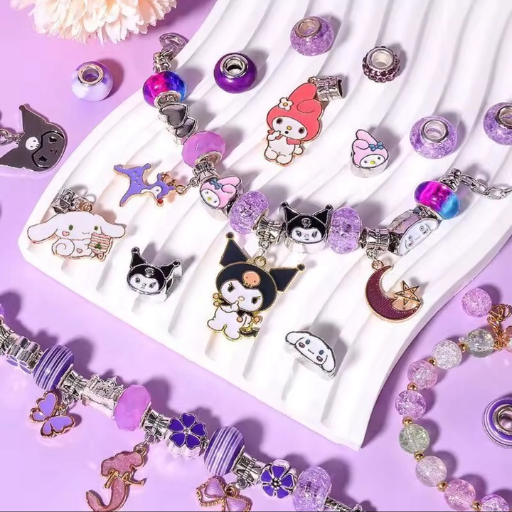 DUZY ZESTAW X2 CHARMS KUROMI 72EL DO ROBIENIA BRANSOLETEK +PUDELKO PREZENT