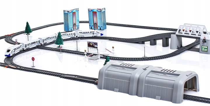 Kolejka elektryczna OGROMNY TOR MOST TUNEL 914cm Pociąg na baterie XXL