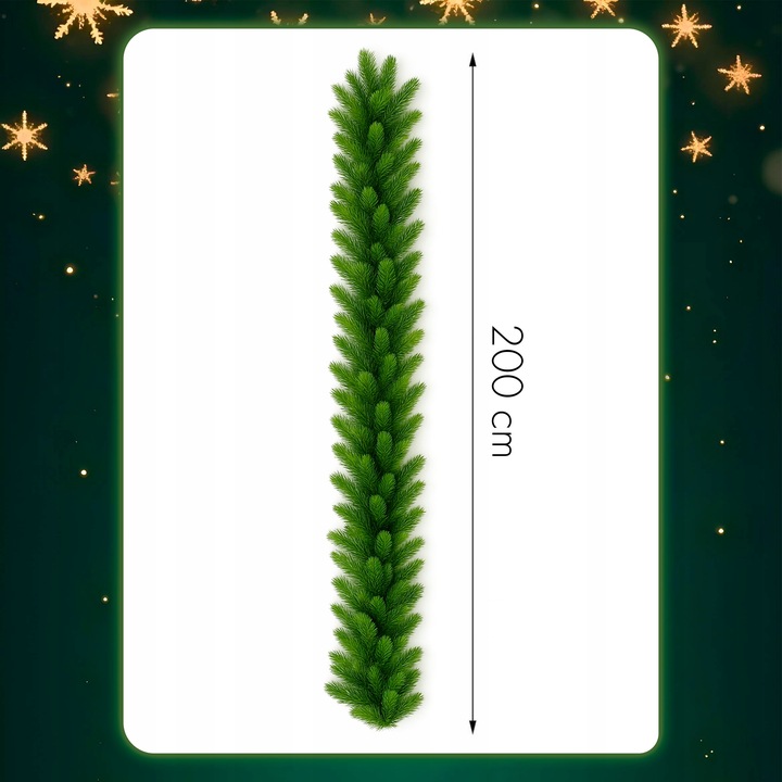 GIRLANDA Świąteczna Świerk PE 200 cm GĘSTA 144 gałązki jak naturalna