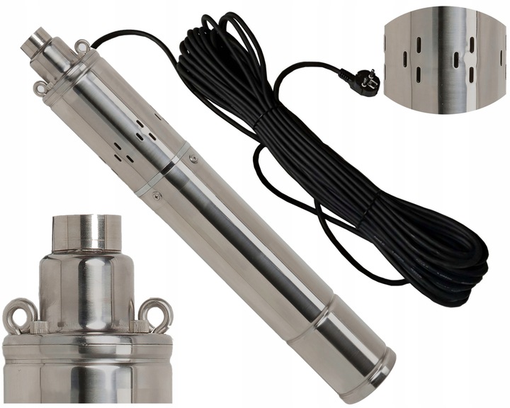 POMPA GŁĘBINOWA DO WODY CZYSTEJ DO STUDNI WYDAJNA MOCNA STAL 4" + KABEL 20M