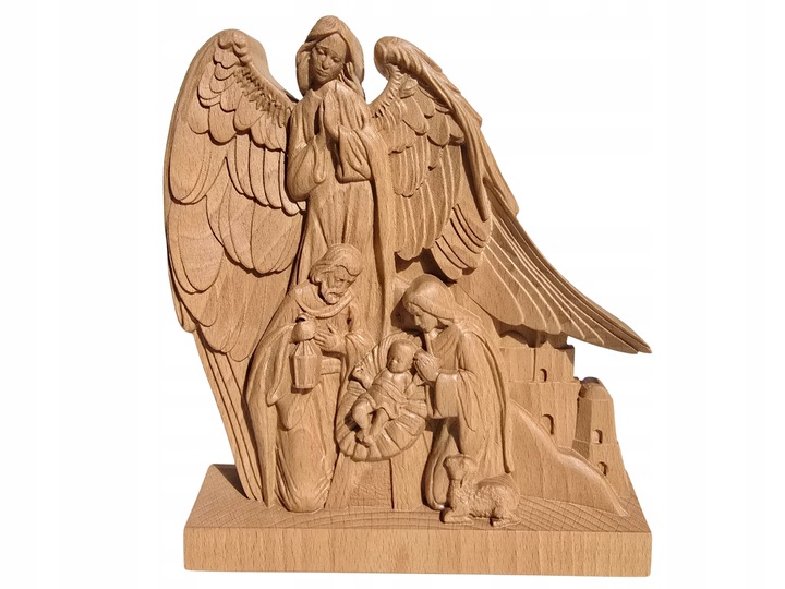 SZOPKA BOŻONARODZENIOWA Z LITEGO DREWNA ŚWIĘTA RODZINA PREZENT Z GRAWEREM