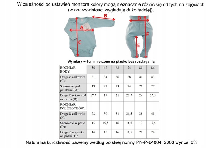 Komplet body półśpiochy z falbanką r.62 wzór 373r