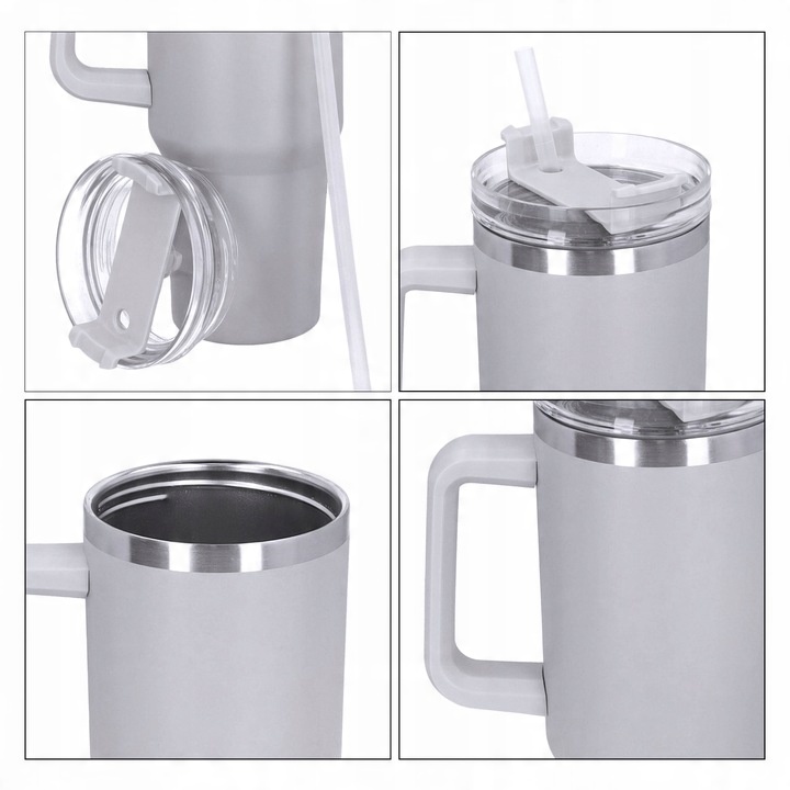 Kubek termiczny ze słomką próżniowy na kawę herbatę napoje zimne duży 1,2l