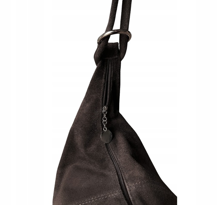 CZEKOLADOWA ZAMSZOWA TOREBKA WOREK CIEMNY BRĄZ TOREBKA ZAMSZ NATURALNY