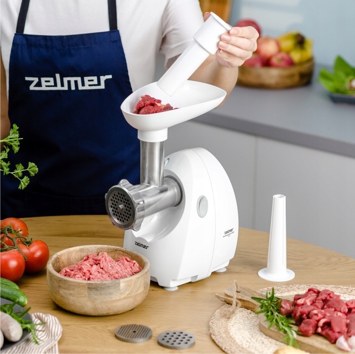 MOCNA MASZYNKA DO MIELENIA MIĘSA ZELMER ZMM4080B NR 8 1900W +AKCESORIA