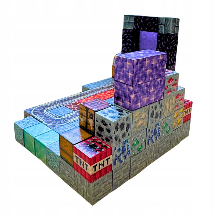 KLOCKI MAGNETYCZNE SZEŚCIANY ZESTAW 100 KLOCKÓW + 1 LUDZIK BLOKI PIKSELE