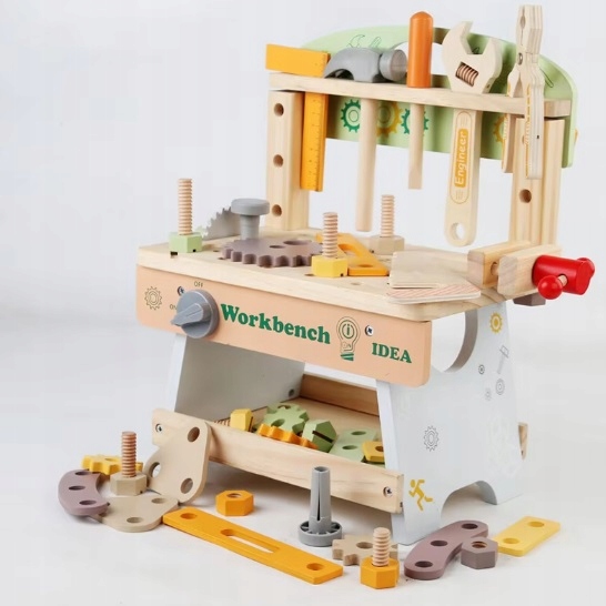 DREWNIANY Warsztat DLA CHŁOPCA Majsterkowicz budowniczy ZESTAW (W070)