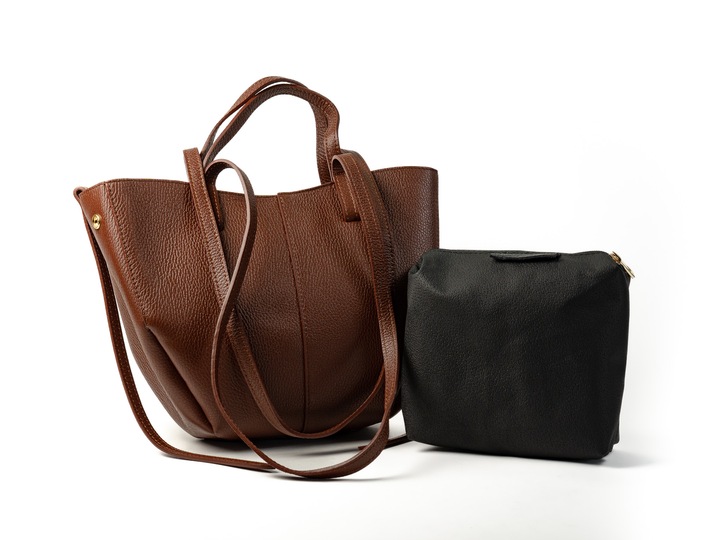 Torebka Damska Shopperka ze Skóry Naturalnej Klasyczna Cognac