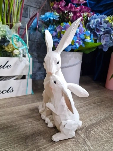 FIGURKA WIELKANOCNY ZAJĄC KRÓLIK Z MŁODYM model VI
