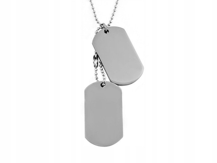 Nieśmiertelnik z Grawerem x2 Męski, Stal Chirurgiczna Grawer Mechaniczny