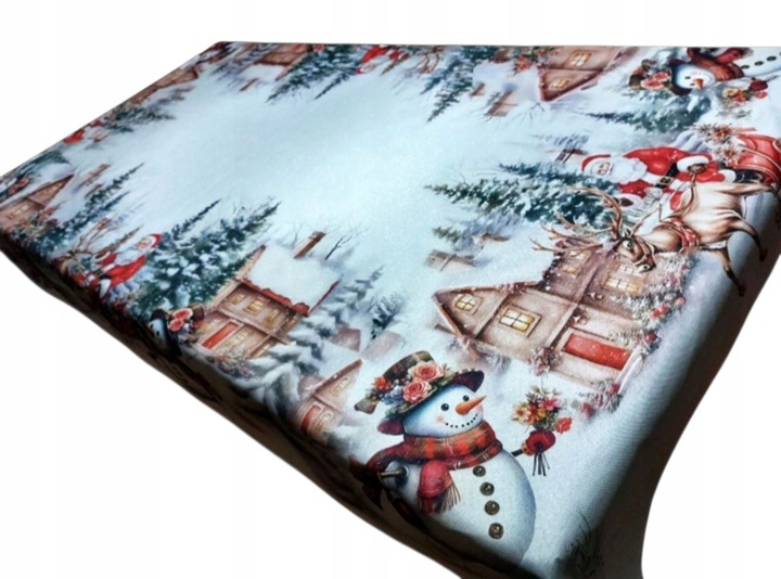 OBRUS ŚWIĄTECZNY BOŻE NARODZENIE 150X225 CM PLAMOODPORNY CHOINKA RENIFER