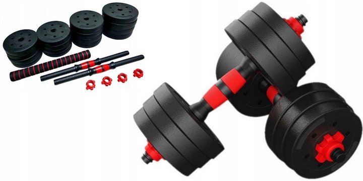 HANTLE REGULOWANE INPOWER 2 x 15 KG + SZTANGA = ZESTAW HANTLI 30 KG