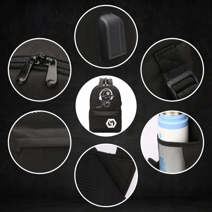 PLECAK SZKOLNY TORNISTER DO SZKOŁY MŁODZIEŻOWY ŚWIECĄCY ODBLASKOWY USB