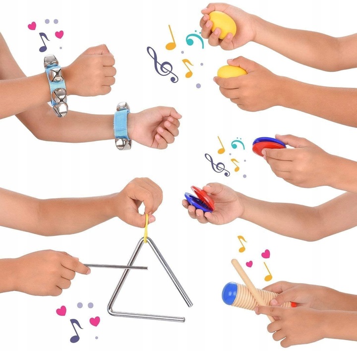 DREWNIANY ZESTAW INSTRUMENTY DLA DZIECI EDUKACYJNE FLET CYMBAŁKI PREZENT