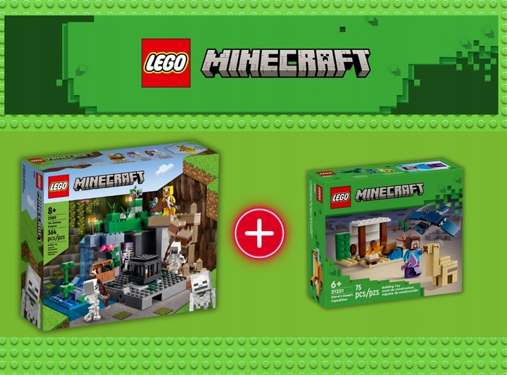 LEGO MINECRAFT Loch szkieletów 21189+Pustynna wyprawa Steva 21251 MAINCRAFT
