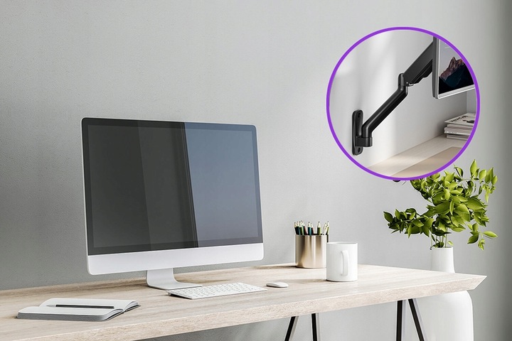 Funkcjonalne Ścienne sprężynowe ramię na dwa monitory SPA-WG112 regulowany