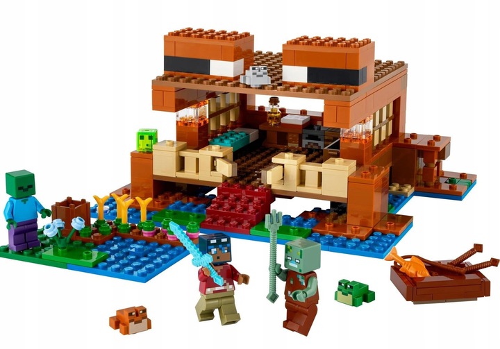LEGO Minecraft 21256 Dom w Kształcie Żaby Utopiec Bagienny Odkrywca Zombie