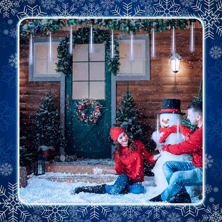 METEORY 10 SPOLI 50 CM 360 LED LAMPKI PADAJĄCY ŚNIEG SOPLE GIRLANDA 8 m