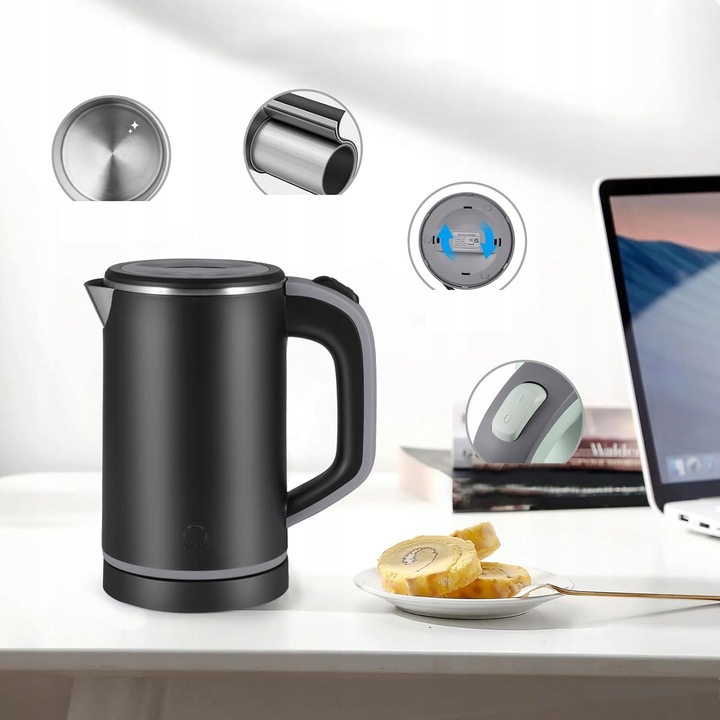 CZAJNIK ELEKTRYCZNY TURYSTYCZNY PODRÓŻNY CICHY MAŁY 600 W 0,8L CZARNY