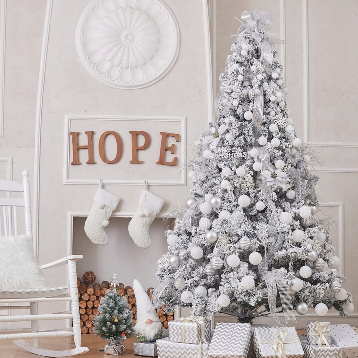 BOMBKI CHOINKOWE ZESTAW MIX WZORÓW ŚWIĄTECZNE BIAŁE WZORY XXL 100SZT