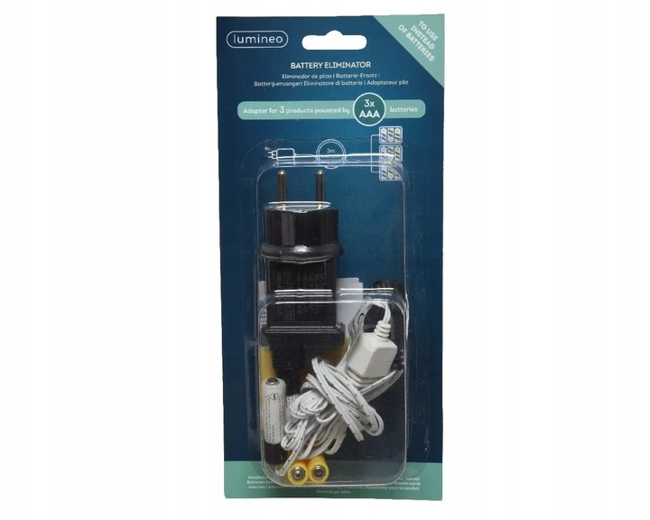 Eliminator baterii 3 x 3 x AAA zamiast 9 baterii 3V adapter 3m zasilacz