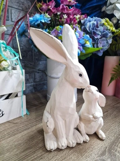 FIGURKA WIELKANOCNY ZAJĄC KRÓLIK Z MŁODYM model VI