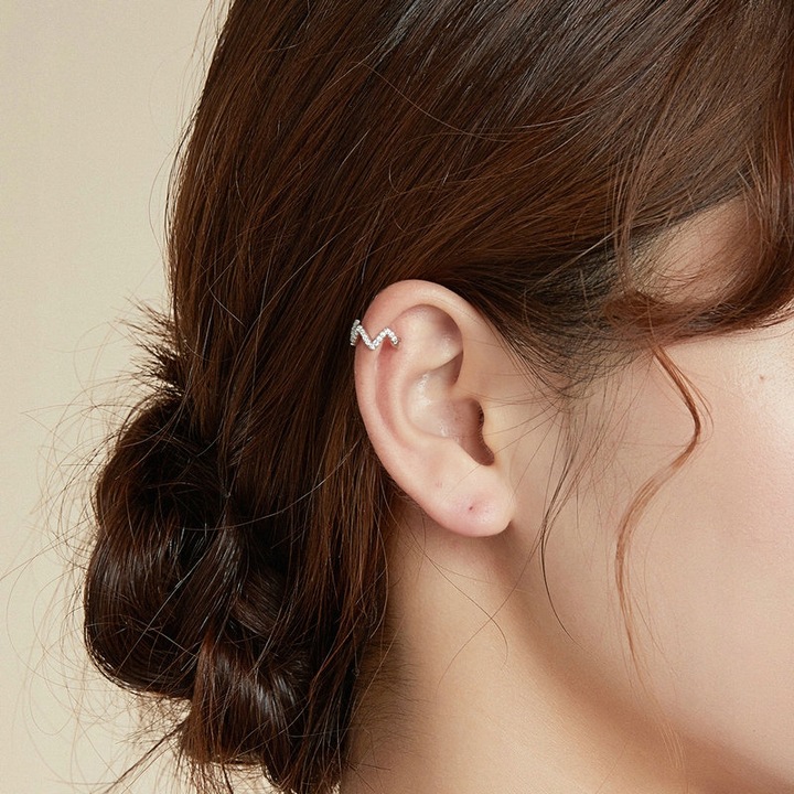 Kolczyk Nausznica Kolczyk Cyrkonie Nausznica Srebro 925