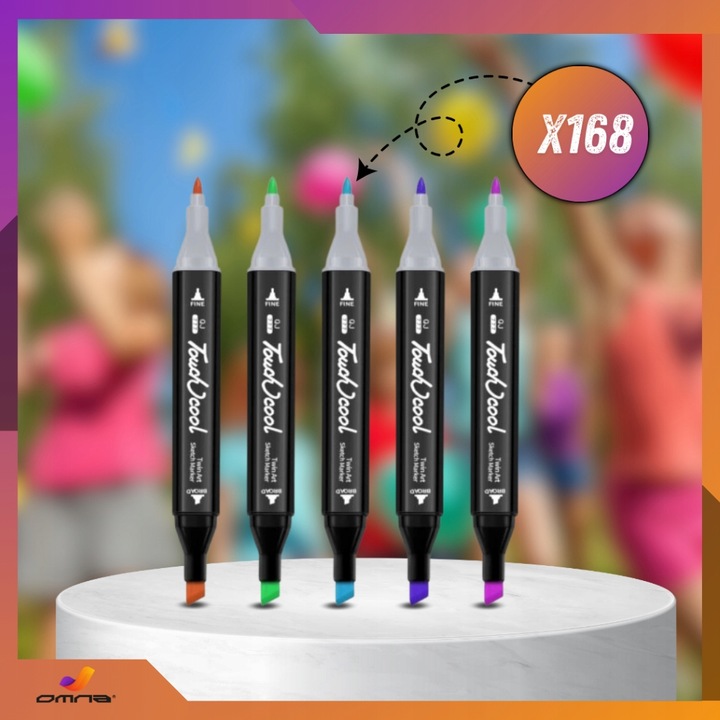Markery alkoholowe flamastry mazaki pisaki dwustronne touch podstawka 168