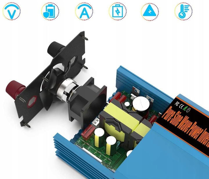 Przetwornica FLAMEZUM 1000/2000 W z 12 V/230 V czysta sinusoida 2xUSB 1x230