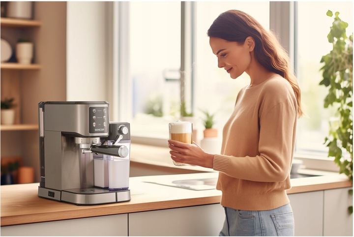 Automatyczny Kolbowy ekspres ciśnieniowy Sencor SES4910SS 1350W 20bar stal