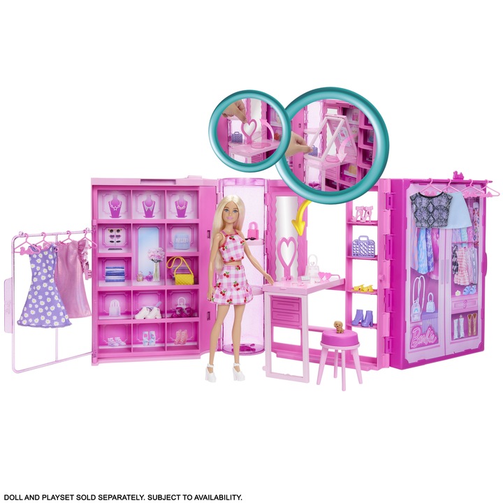BARBIE WYMARZONA SZAFA MARZEŃ NA UBRANKA GARDEROBA +ubranka dla lalki HXD59