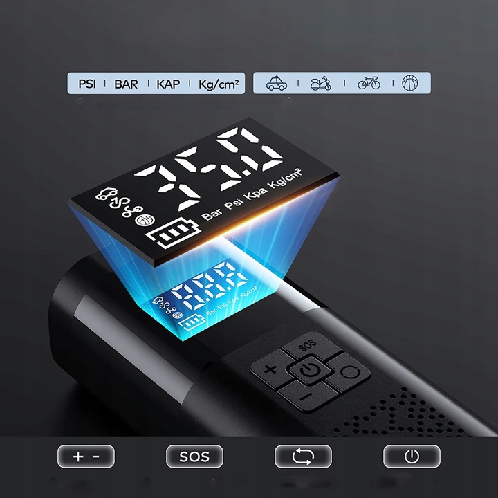 KOMPRESOR SAMOCHODOWY POMPKA DO ROWERU AKUMULATOR 6000 MAH