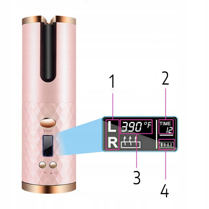 CERAMICZNA Lokówka automatyczna do włosów OBROTOWA fale loki 3000 mAh timer