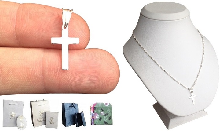 Łańcuszek Srebrny KOMUNIA KRZYŻYK Srebrny 925 KOMUNIJNY (na PREZENT)