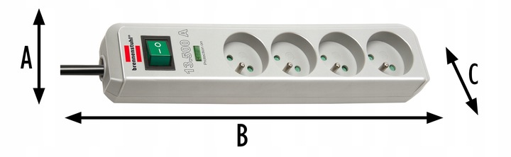 Listwa Zasilająca Przedłużacz Przepięciowy Szary 4 GNIAZDA Certyfikat CE