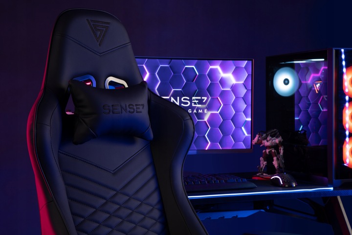 Fotel Gamingowy Biurowy Ekoskóra Regulowany Sense7