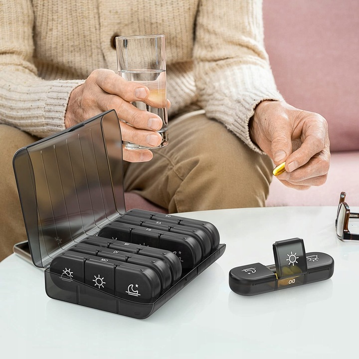 V5 PUDEŁKO NA LEKI TABLETKI POJEMNIK ORGANIZER NA 7 dni 3 PORY DNIA POLSKI