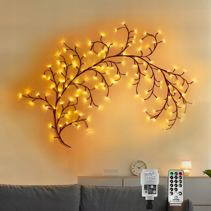 Oświetlenie na Boże Narodzenie świąteczne drzewko gałązka 144 LED z pilotem