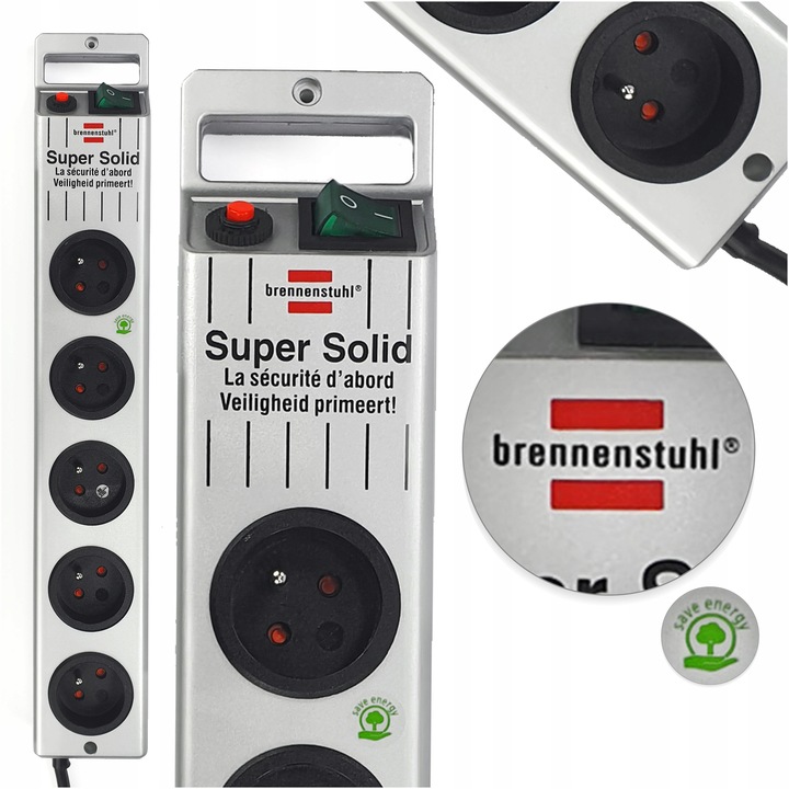 Przedłużacz Listwa Zasilająca Srebrna 5 Gniazd Kabel 2,5m BRENNENSTUHL