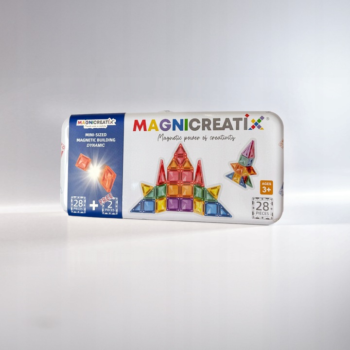 MINI Klocki Magnetyczne MAGNICREATIX Mini Tiles – 28 el. + 2 GRATIS!