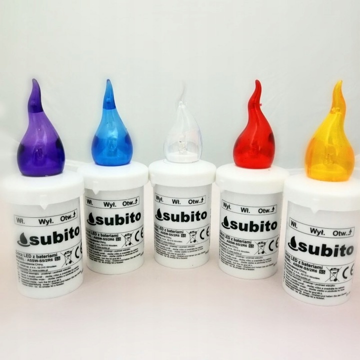 Wkłady do zniczy LED Subito S5 12 szt białe