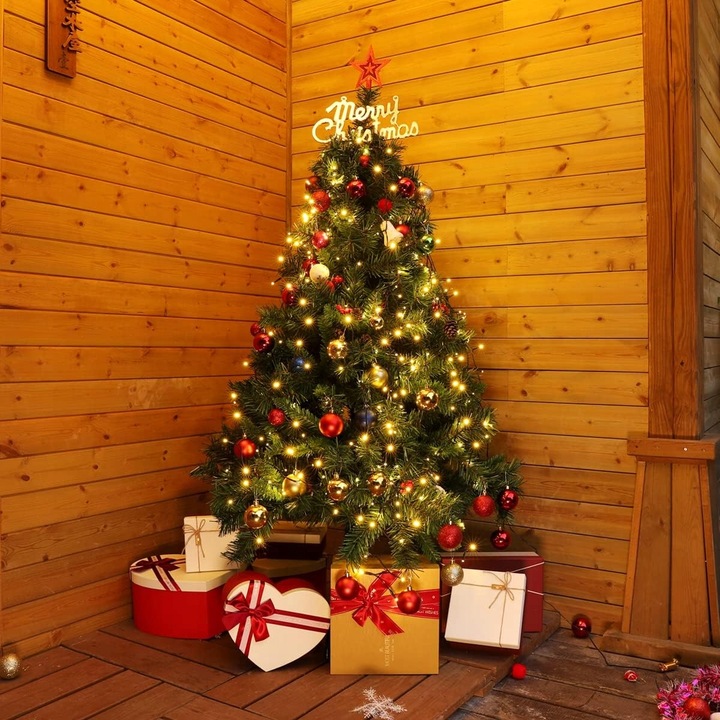 Lampki choinkowe z pierścieniem i gwiazdą 2m 8 pasm 280 LED Ciepła biel