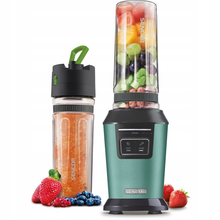 Blender kielichowy do smoothie 800W 2x0,6L turkus tritan Sencor SBL 7171GR