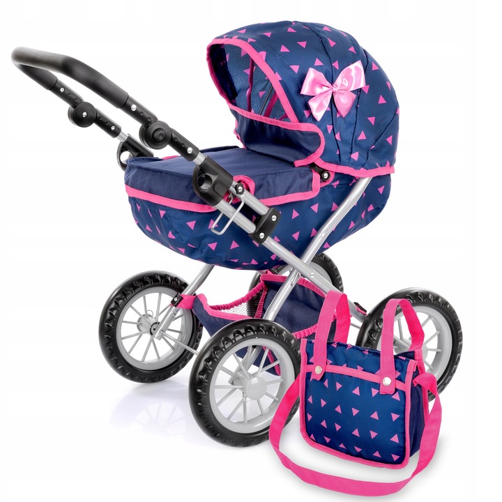 KINDERPLAY WÓZEK DLA LALEK GŁĘBOKI GONDOLA SKŁADANY TORBA REGULOWANA RĄCZKA